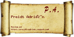 Preidt Adrián névjegykártya